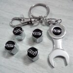 4 * bouchon de valves + porte - cl�s ( chrome ) noir logo pour audi