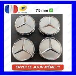 4 centre de roue pour mercedes logo gris jante cache moyeu insigne 75mm