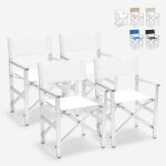 4 chaises de plage pliables portables textil�ne aluminium regista gold - blanc