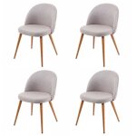 Chaises de salle à manger - design rétro - lot de 4 - tissu gris clair - confortable et Élégant - style ... Chaises de salle à manger - design rétro - lot de 4 - tissu gris clair - confortable et Élégant - style ...