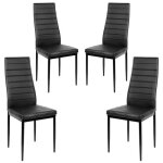 4 chaises de salle � manger cuisine si�ge rembourr� haut dossier confortable similicuir noir