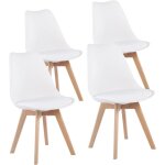 4 chaises tulipes salle � manger scandinaves bm home salle de bureau pieds en bois de h�tre massif blanches ...