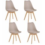 4 chaises tulipes salle � manger scandinaves bm home salle de bureau pieds en bois de h�tre massif couleur ...