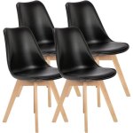 4 chaises tulipes salle � manger scandinaves bm home salle de bureau pieds en bois de h�tre massif noirs ...