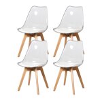 4 chaises tulipes salle � manger scandinaves bm home salle de bureau pieds bois de h�tre massif transparente ...