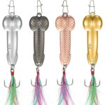 4 cuill�res hame�ons p�che m�tal 4 couleurs - truite / brochet - hame�ons triples / queue plume qiedoviey ...
