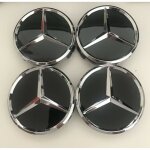4 logos 75mm black brillant emblme mercedes jante cache moyeu centre de roue insigne