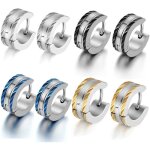 4 paires (8 pi�ces) de boucles doreilles cr�oles en acier inoxydable poli pour homme - noir argent or ...