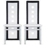 4 pcs de chaises contemporain simili noir et blanc avec dossier haut pour salle � manger