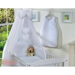 4 pcs ensemble ciel en tissu tour de lit bb 120x60 blanc  coeurs housses de couette 90x120 et doreiller ...