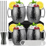 4 pcs moscow mule tasse de cuivre 500ml moscow mule mug verres  cocktail pour cocktail boissons froides ...