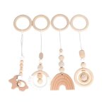 4 pcs nordique b�b� jouet anneau dentition pendentif b�b� bois sans accessoire de gym pour portique d�veil ...