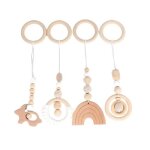 4 pcs nordique b�b� jouet anneau dentition pendentif b�b� bois sans accessoire de gym pour portique d�veil ...