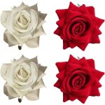 4 pcs pinces � cheveux roses broche � �pingle � fleurs roses pinces � cheveux roses rouges / blanches ...