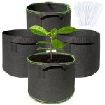 4 pcs sac de plantation geotextile 5 gallons sac de culture de plante textile non tiss avec poigne ...
