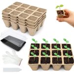 4 pi�ces 3 � 4 pots en tourbe pour semis mini serre pour plantes carr� pots biod�gradables bac � semis ...