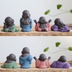 4 pices bouddha moines statues d argile bb bouddha statues sourire petit bouddha sculpture de bureau ...