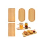 4 pi�ces plateaux ovales plateau en bambou rectangulaire petit plateau bois service decoratif repas soucoupe ...