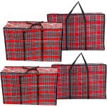 4 pices sac de dmnagement oxford cloth strong storage laundry shopping bags - rutilisable store zipper ...