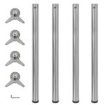 4 pieds de table rglables en hauteur 870 mm nickel bross