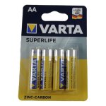 4 piles aa lr6 r6 varta superlife 15v zinc carbon batterie longue dur�e