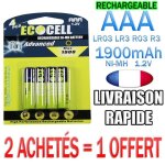 4 piles aaa rechargeable accus mignon 1900mah ni - mh 12v r3 lr03 - 2 = 1 offert #22