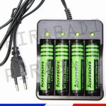 4 piles accus rechargeable 18650 3. 7v 2800mah + chargeur quadruple 4 piles 18650