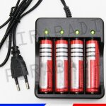 4 piles accus rechargeable 18650 3. 7v 6800mah + chargeur quadruple 4 piles 18650
