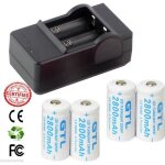4 piles rechargeables cr123a 3. 7v 123a cr123 16340 2800mah li - ion + chargeur