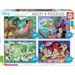 4 puzzles disney : 50 - 80 - 100 - 150 pieces - livre de la jungle - peter pan - 101 dalmatiens - alice ...