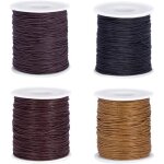 4 rouleaux 91. 44m - rouleau fil de cordon en coton cir� 1 mm cha�ne de perles pour la fabrication de ...
