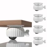 4 roulettes auto - adh�sives blanches pivotantes 360� avec frein meubles bo�tes jardini�res