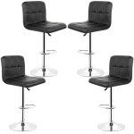 Magnifique lot de 4 tabourets de bar modernes en simili cuir lot de 4 chaises de bar réglable (noir) Magnifique lot de 4 tabourets de bar modernes en simili cuir lot de 4 chaises de bar réglable (noir)
