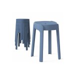 4 tabourets gigognes empilables bm home tab - bleu - fonce en plastique l�gers pour la maison salle de ...