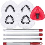 4 t�tes de balai � franges de rechange manches de 30 � 58 pouces et 1 base de balai (blanche (syst�me ...