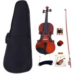 4 - 4 violon de couleur naturelle en bois massif - avec des colophane