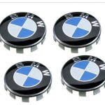 Cache moyeu - bmw - 4 x - diam�tre 68 mm - couleur bleu - abs et m�tal