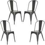 4 x chaise de manger en m�tal industriel empilable tabouret de cuisine vintage finition vieillie