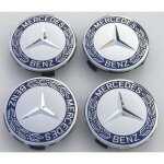 4 x mercedes chrome et du bleu centre de roue enjoliveurs 4 x mercedes chrome et du bleu centre de roue enjoliveurs