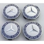 4 x mercedes chrome et du bleu centre de roue enjoliveurs 4 x mercedes chrome et du bleu centre de roue enjoliveurs