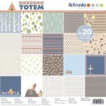 Papiers scrapbooking - totem - bloc de 40 feuilles - 30. 5 x 30. 5 cm - 100 gr / m - multicolore