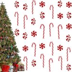 40 pcs canne de bonbons plastique de nol rouge et blanc suspendus candy cane de nol decoration de noel ...