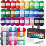 40 pelotes de laine et filsfil � tricoter en acrylique 1280 m�tres avec 2 crochets2 aiguilles tresser4 ...