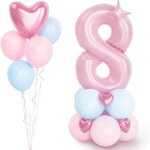 40 pouces rose ballon chiffre 8 ballon num�ro 8 8 ans age rose pastel h�lium ballon anniversaireballon ...