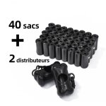 40 rouleaux + 2 distributeurs sacs à déjections canines avec distributeur et clip pour laisse 40 rouleaux + 2 distributeurs sacs à déjections canines avec distributeur et clip pour laisse