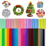 400 tiges chenille 200 cure - pipes 100 pompons chenille + 100 yeux mobiles autocollants - 27 coloris ...