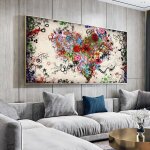 40x80cm no frame wangart toile moderne avec tableau abstrait avec fleurs et c?ur colors tableau mural ...