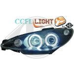 4225681 paire de feux phares angel eyes ccfl noir pour peugeot 206 - 206 cc (montage h4) de 1998 a 2008 ...