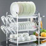 42x25x49cm gouttoir  vaisselle  3 niveaux pour scher les assiettes et bols avec 3 plateaux dgouttage ...