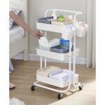 43x36x86cm chariot sur roulettes blanc tagre de rangement mobile 3 niveaux salle de bain cuisine salons ...